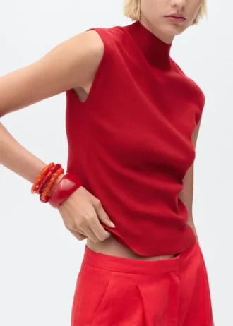 Pletený top s rolákovým výstřihem