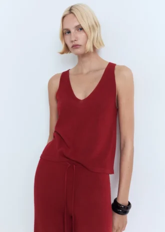 Pletený top s výstřihem do V