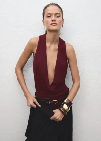 Pletené tričko s výstřihem do V