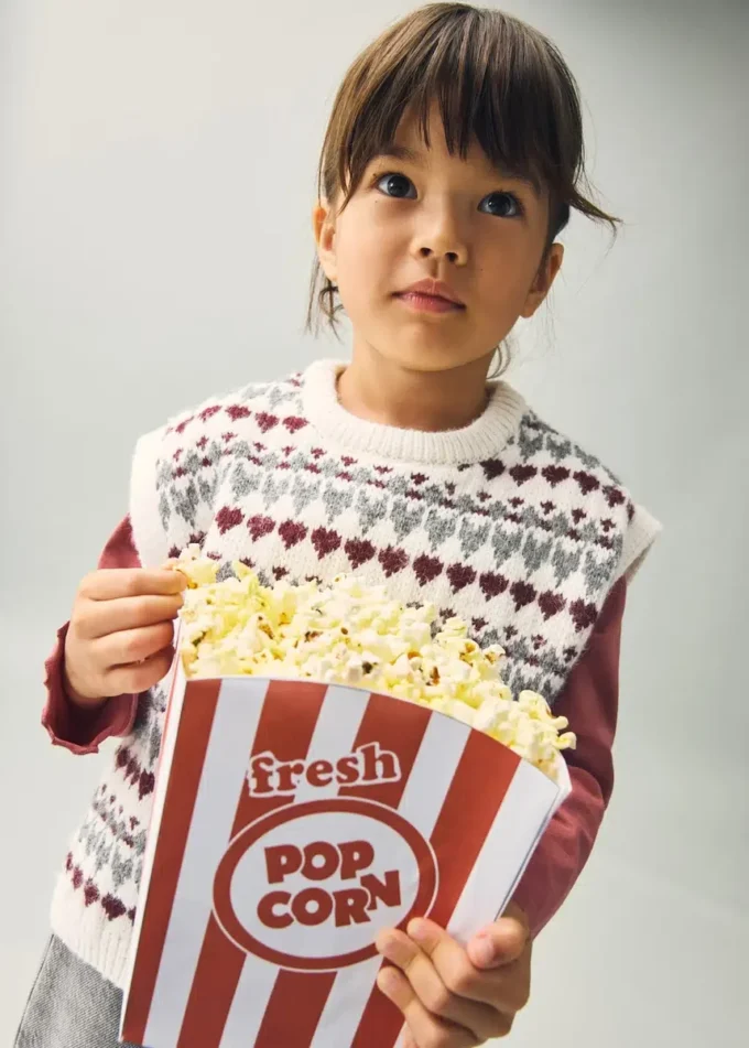 Pletená vesta se srdíčkovým vzorem