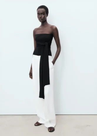 Plisované kalhoty ze směsi lnu