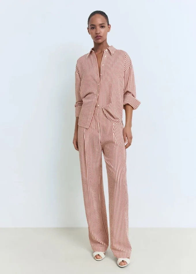 Plisované pruhované kalhoty Plisované pruhované kalhoty