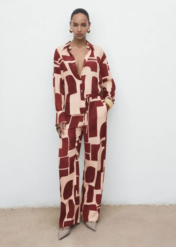 Pohodlné kalhoty s geometrickým vzorem Pohodlné kalhoty s geometrickým vzorem