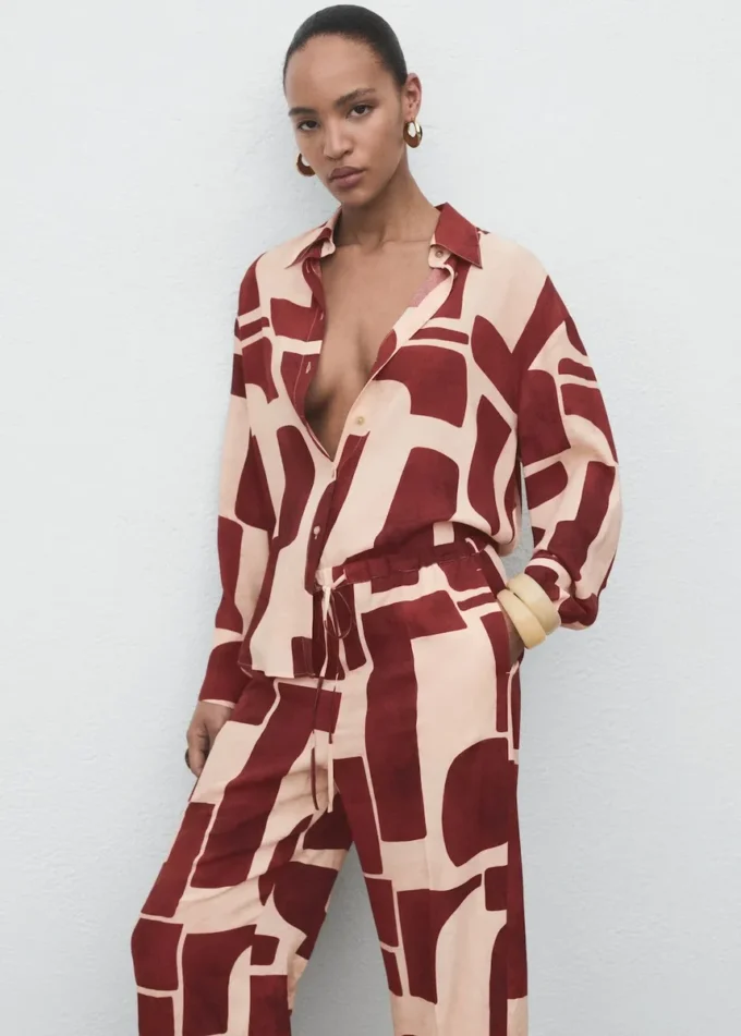 Pohodlné kalhoty s geometrickým vzorem Pohodlné kalhoty s geometrickým vzorem