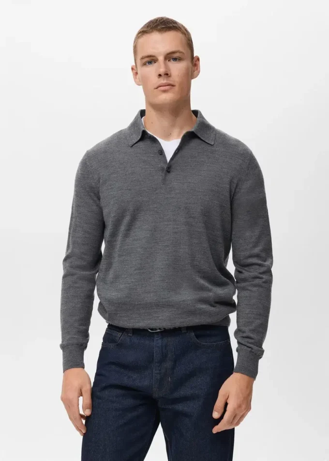 Polo svetr ze 100% merino vlny Polo svetr ze 100% merino vlny