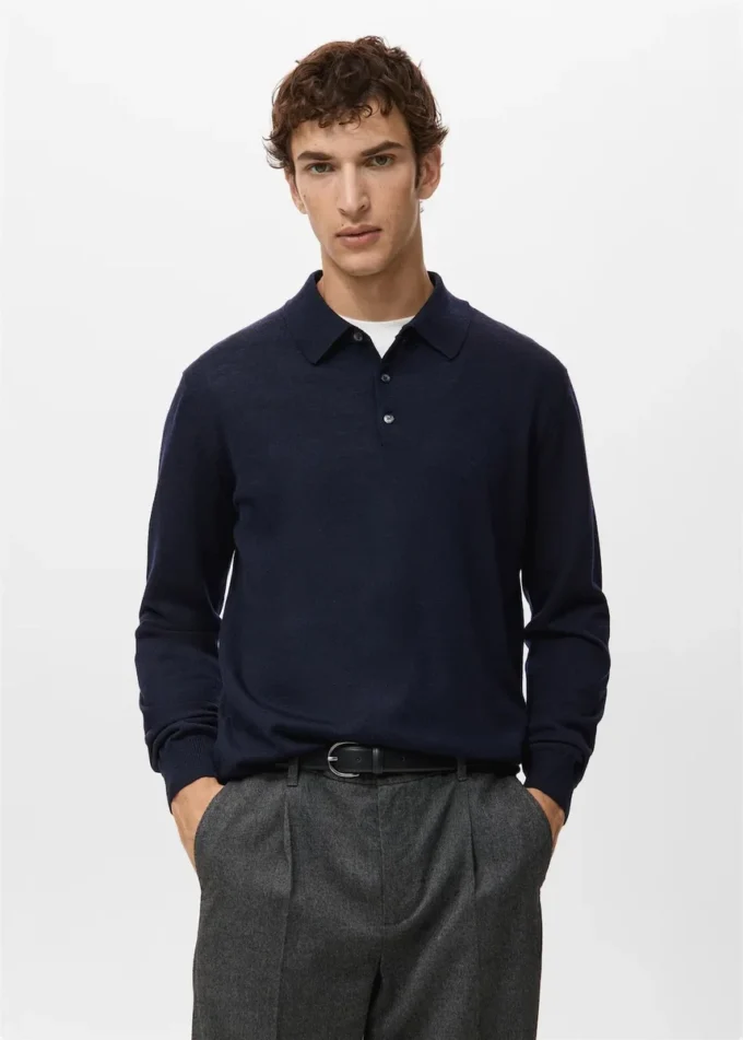 Polo svetr ze 100% merino vlny Polo svetr ze 100% merino vlny
