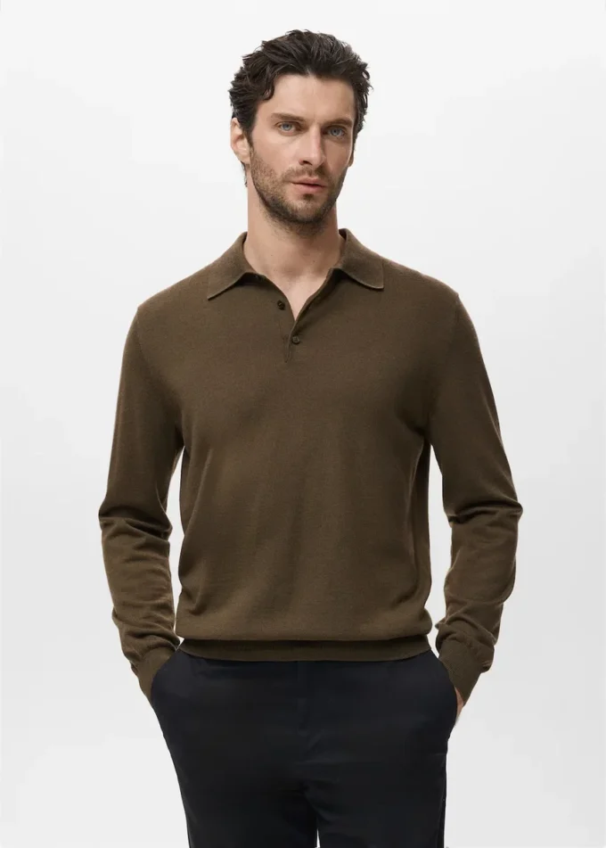 Polo svetr ze 100% merino vlny Polo svetr ze 100% merino vlny