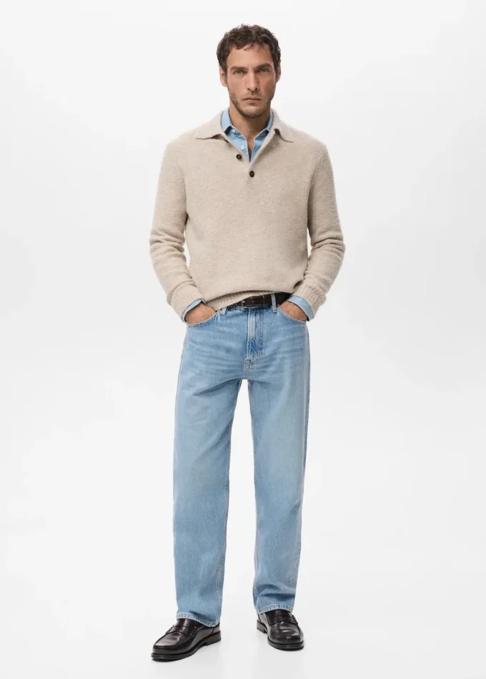 Polo tričko z mini bouclé úpletu Polo tričko z mini bouclé úpletu