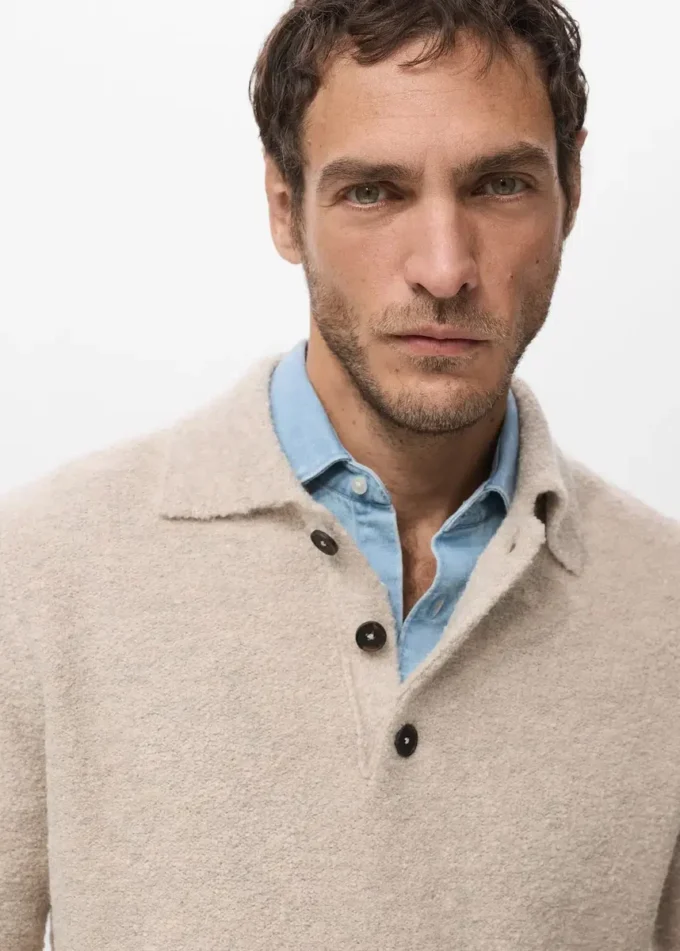 Polo tričko z mini bouclé úpletu Polo tričko z mini bouclé úpletu