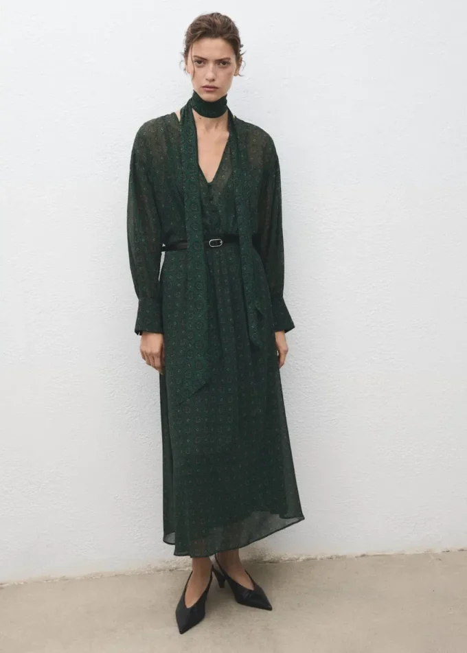 Potiskované šaty s šátkem