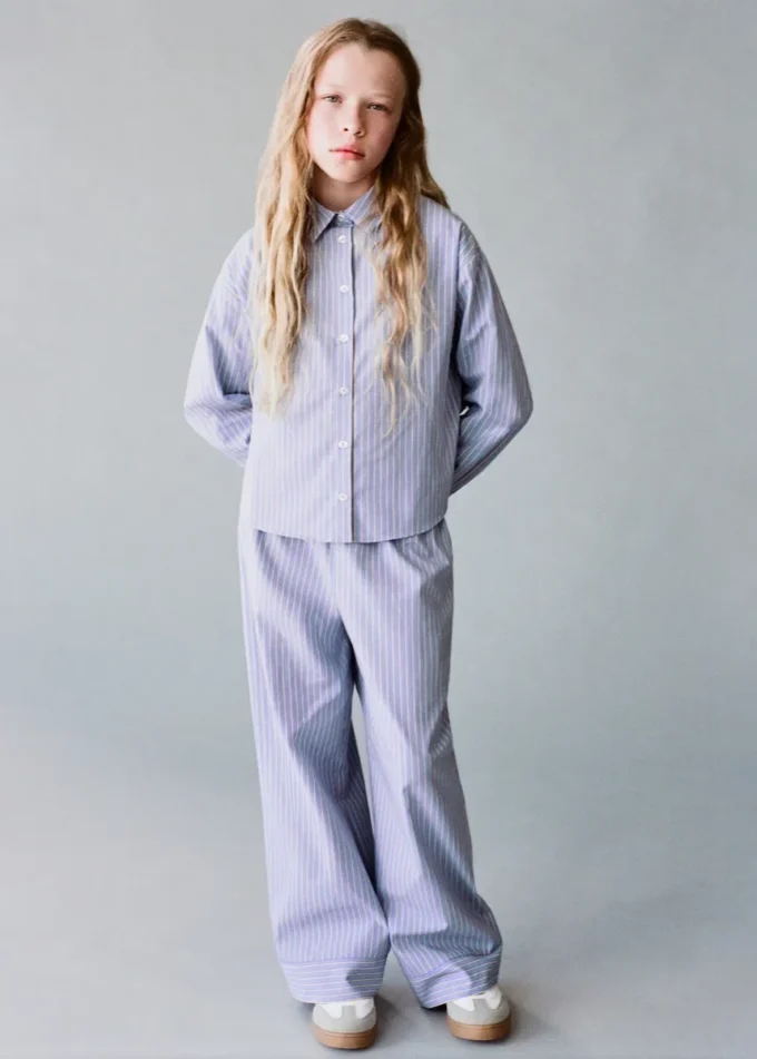 Pruhované bavlněné kalhoty