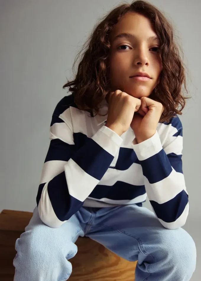 Pruhované bavlněné polo tričko Pruhované bavlněné polo tričko