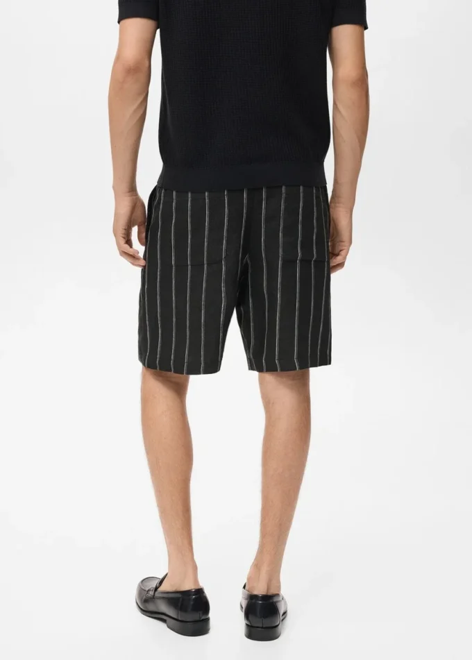 Pruhované bermudy ze směsi lnu Pruhované bermudy ze směsi lnu