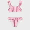 Pruhované bikiny s volánky Pruhované bikiny s volánky