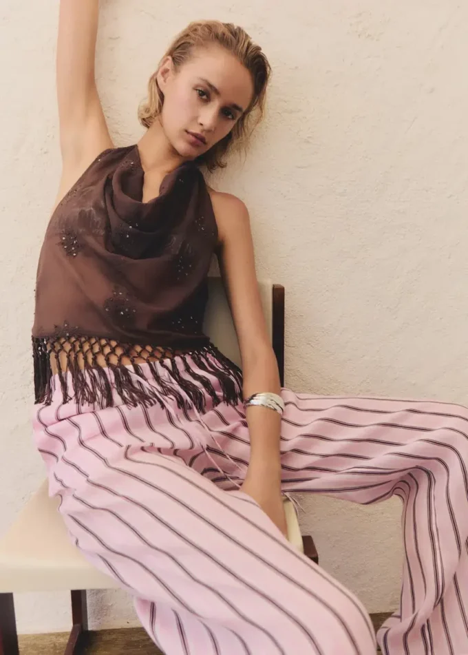 Pruhované kalhoty z ramie Pruhované kalhoty z ramie