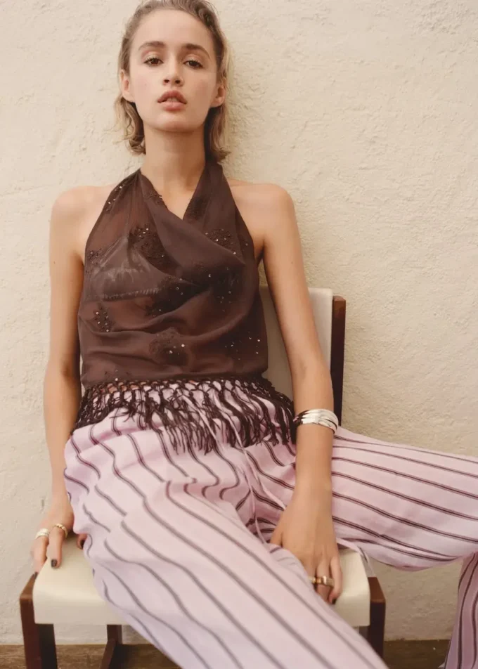 Pruhované kalhoty z ramie Pruhované kalhoty z ramie