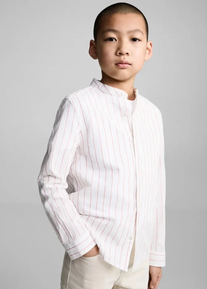 Pruhovaná košile s mao límcem