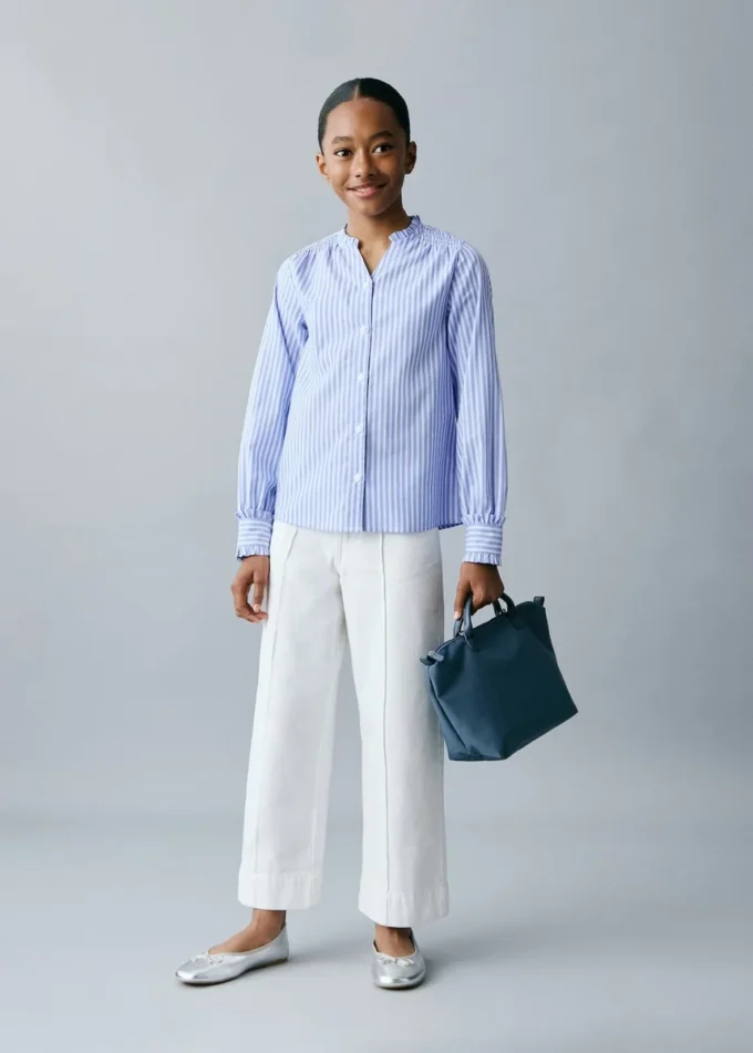 Pruhovaná košile s plisovanými detaily