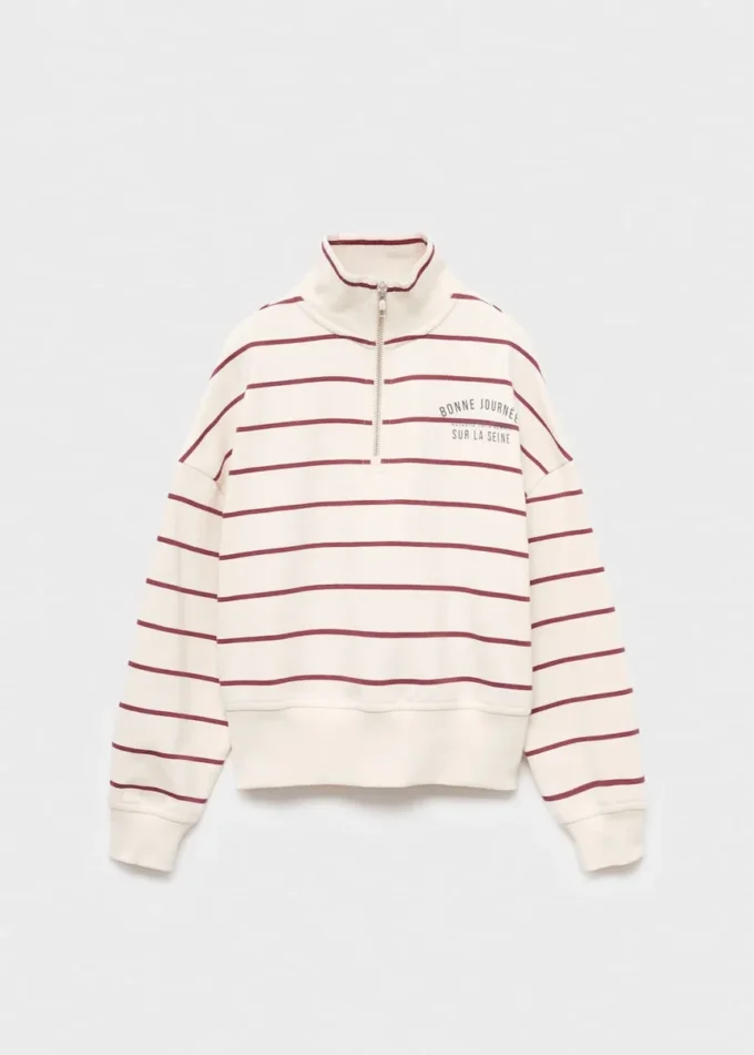 Pruhovaná mikina s potiskem sloganu Pruhovaná mikina s potiskem sloganu