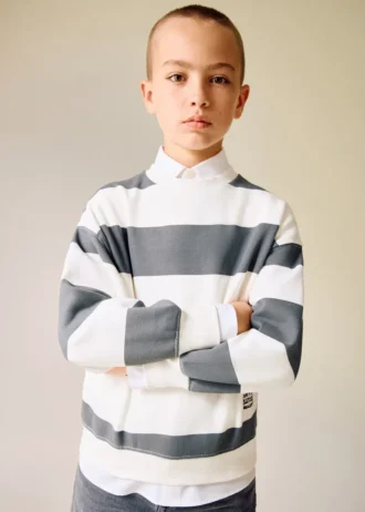 Pruhovaná mikina ze směsi bavlny Pruhovaná mikina ze směsi bavlny