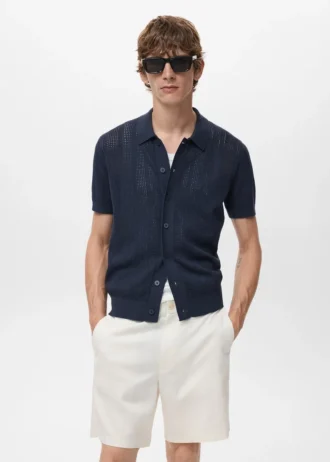 Pruhované pletené tričko s krajkovým vzorem Pruhované pletené tričko s krajkovým vzorem