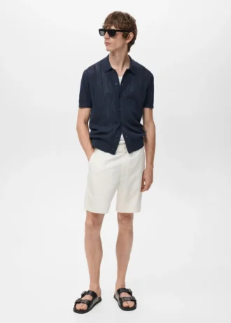 Pruhované pletené tričko s krajkovým vzorem Pruhované pletené tričko s krajkovým vzorem