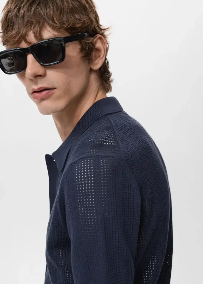 Pruhované pletené tričko s krajkovým vzorem Pruhované pletené tričko s krajkovým vzorem