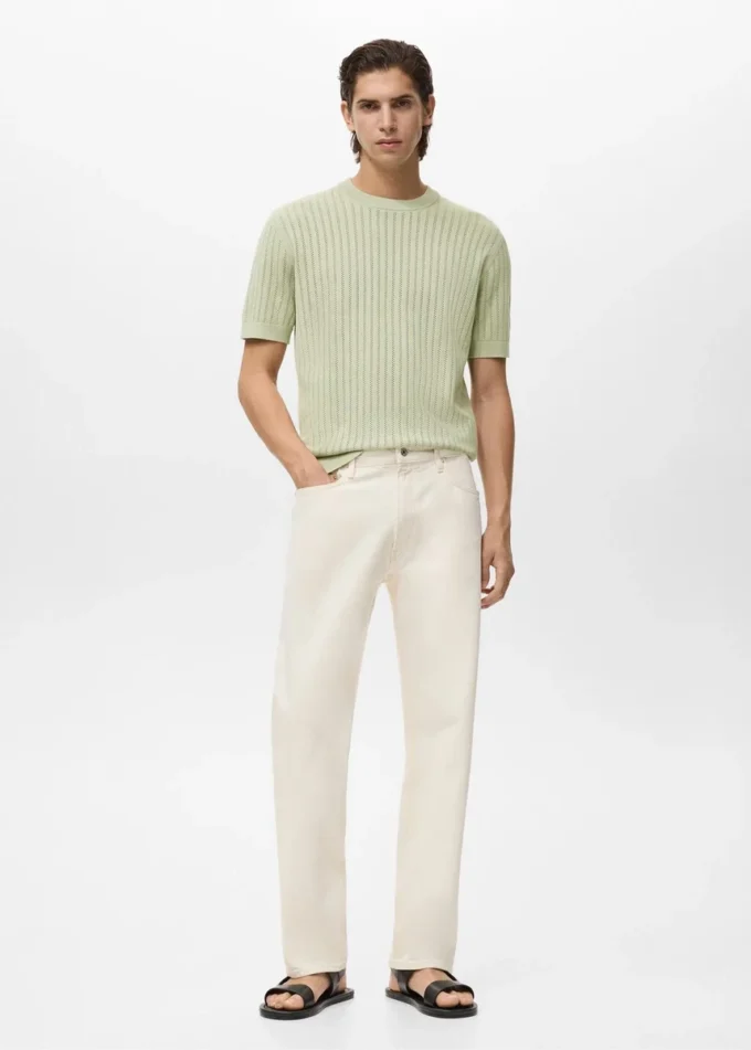 Pruhované prolamované bavlněné tričko Pruhované prolamované bavlněné tričko