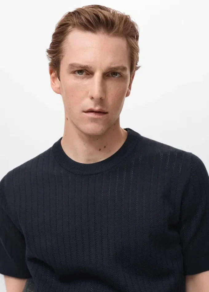 Pruhované prolamované bavlněné tričko Pruhované prolamované bavlněné tričko