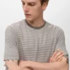 Pruhované slim fit lněné tričko Pruhované slim fit lněné tričko