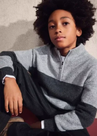 Pruhovaný svetr s perkinsovým výstřihem