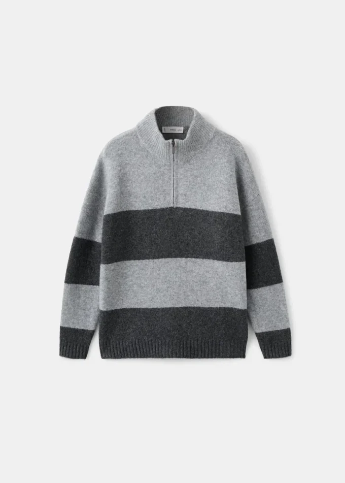 Pruhovaný svetr s perkinsovým výstřihem Pruhovaný svetr s perkinsovým výstřihem