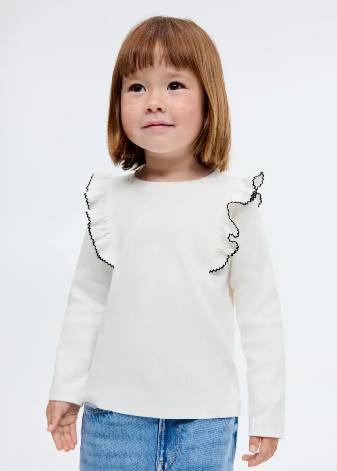 Rýhované tričko s volánky Rýhované tričko s volánky