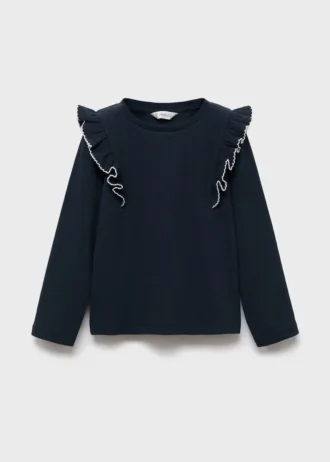 Rýhované tričko s volánky