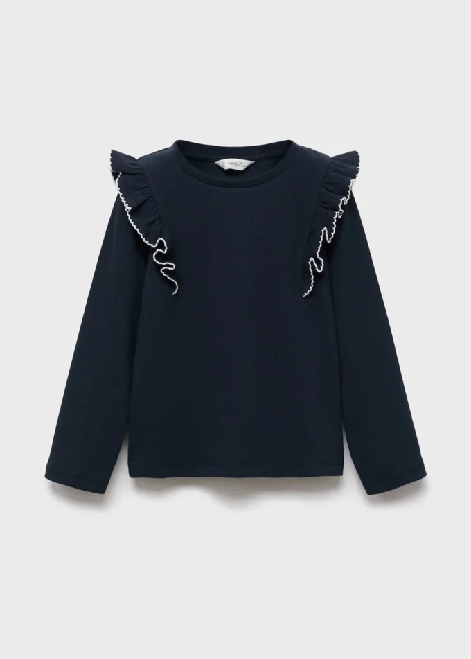 Rýhované tričko s volánky Rýhované tričko s volánky