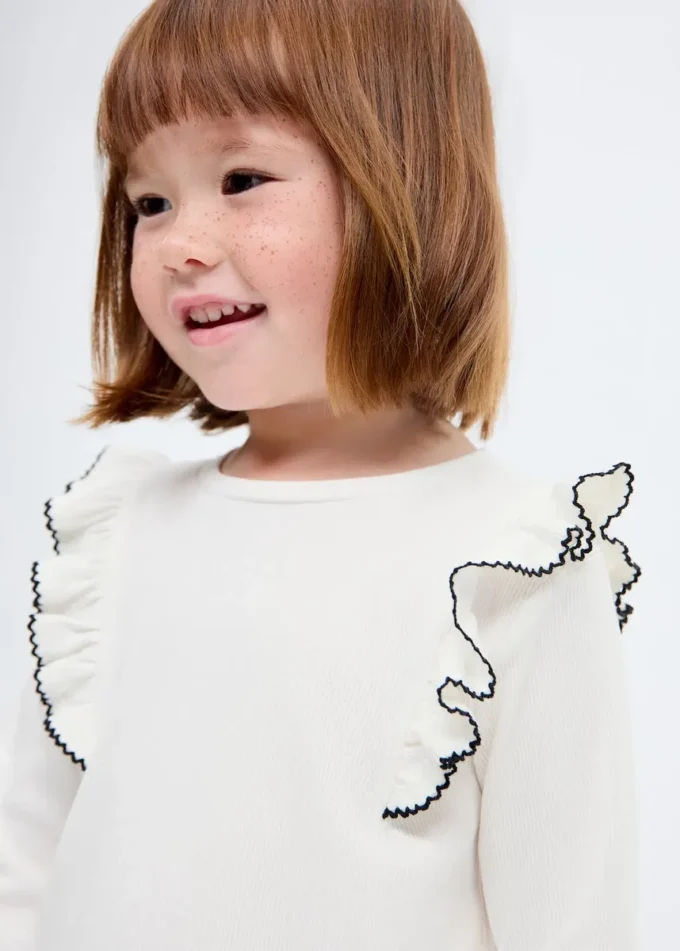 Rýhované tričko s volánky Rýhované tričko s volánky