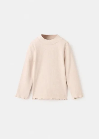 Ribované tričko s vysokým límcem