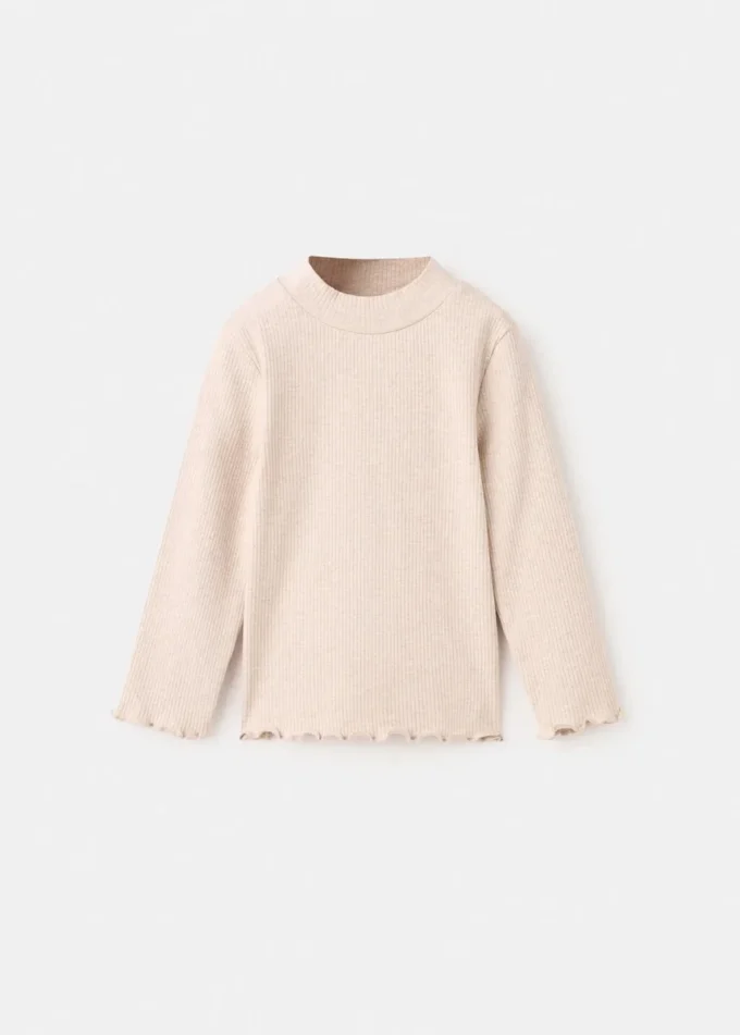 Ribované tričko s vysokým límcem Ribované tričko s vysokým límcem