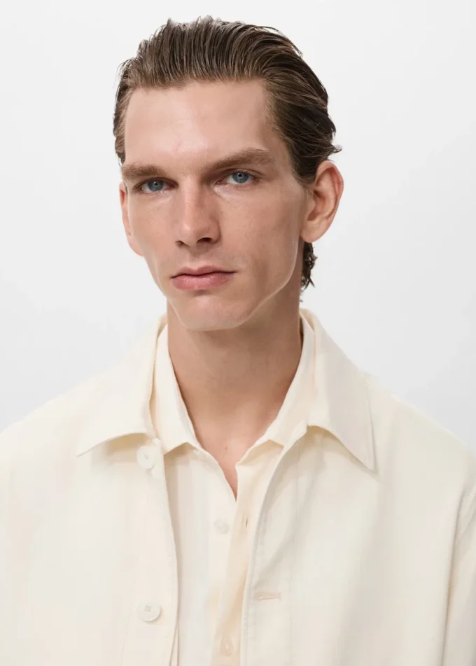 Rovná bavlněná bunda s knoflíky Rovná bavlněná bunda s knoflíky