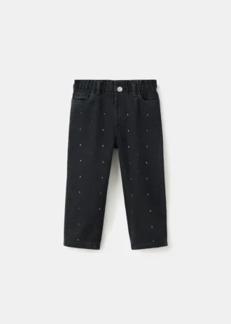 Rovné džíny s detaily z umělých diamantů