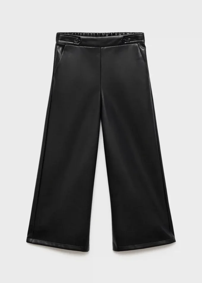 Rovné kalhoty s efektem kůže