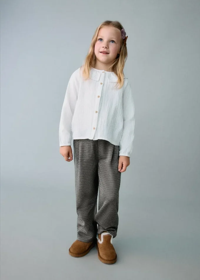 Rovné kalhoty s pepřovým vzorem Rovné kalhoty s pepřovým vzorem