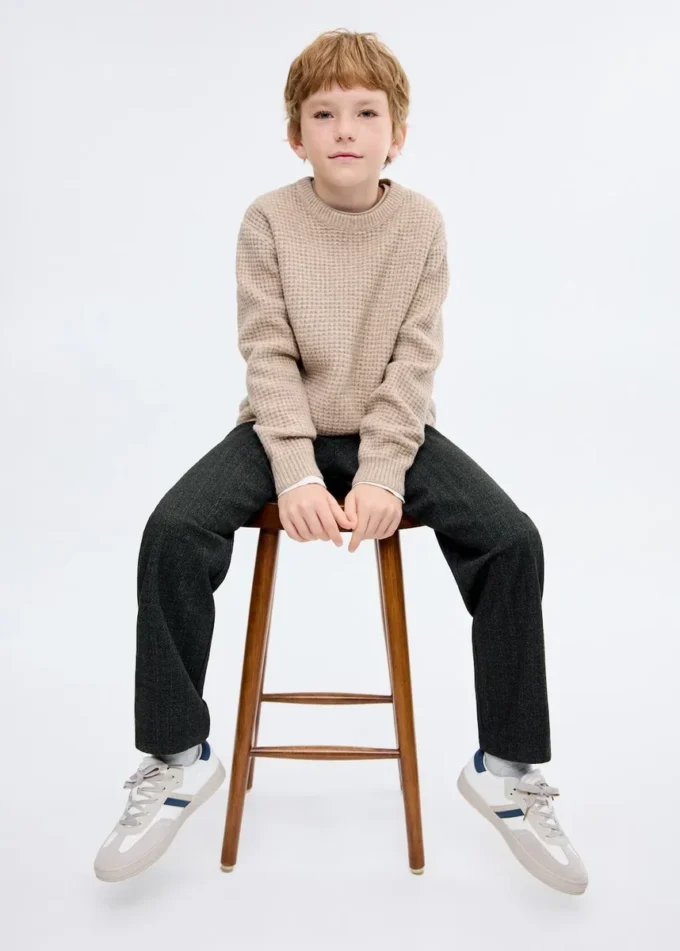 Rovné kalhoty s rybí kostkou Rovné kalhoty s rybí kostkou