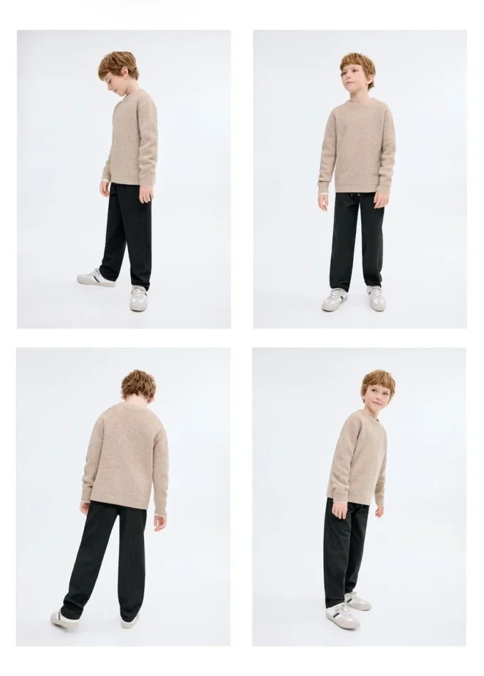 Rovné kalhoty s rybí kostkou Rovné kalhoty s rybí kostkou