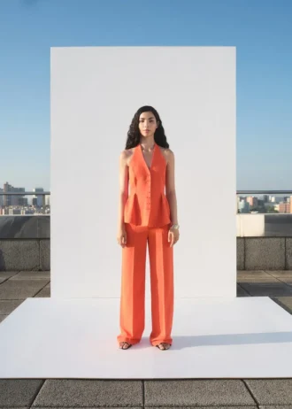 Rovné kalhoty se středně vysokým pasem