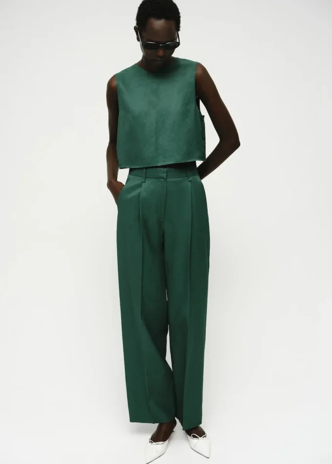 Rovné kalhoty z lněné směsi Rovné kalhoty z lněné směsi