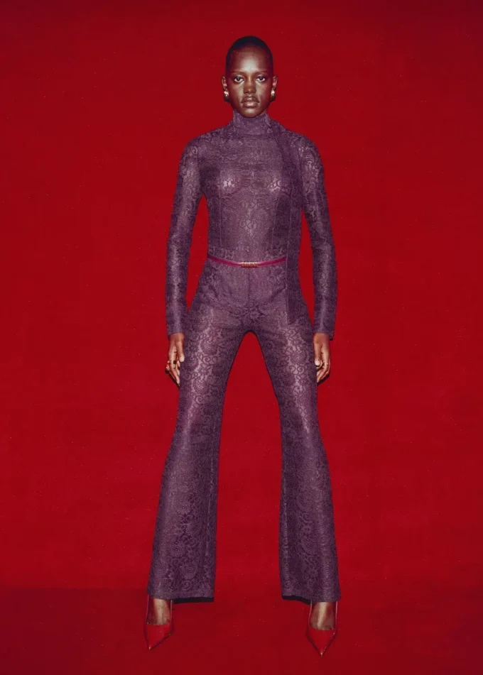 Rovné krajkové kalhoty Rovné krajkové kalhoty