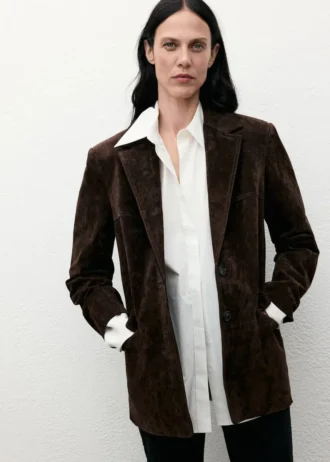 Rovný semišový blejzr