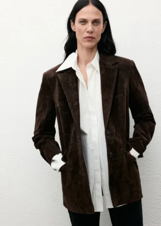 Rovný semišový blejzr