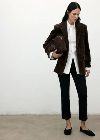 Rovný semišový blejzr